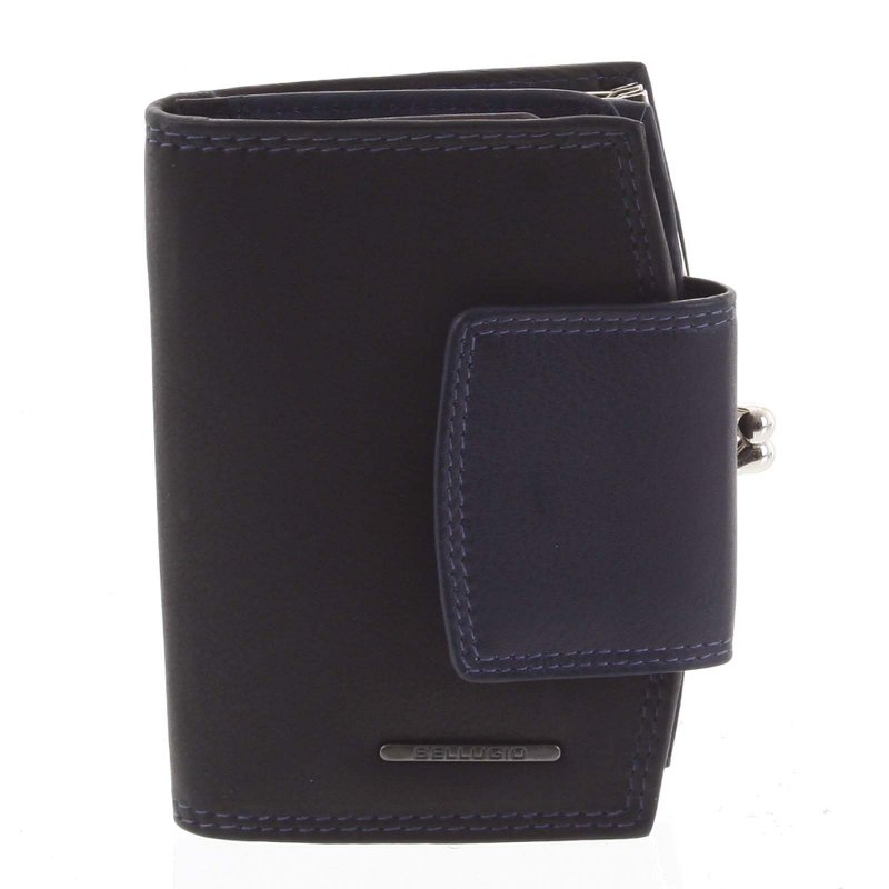 Dámská kožená peněženka Milena černá/modrá