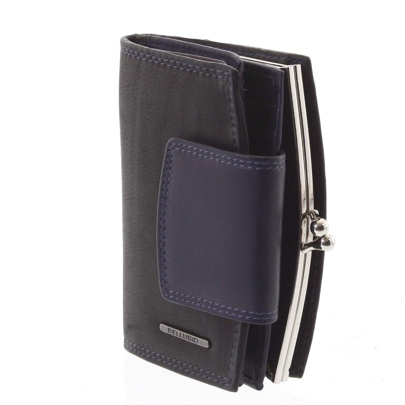 Dámská kožená peněženka Milena černá/modrá