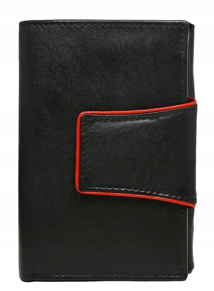 Praktická kožená peněženka s klopou IVA, černo-červená