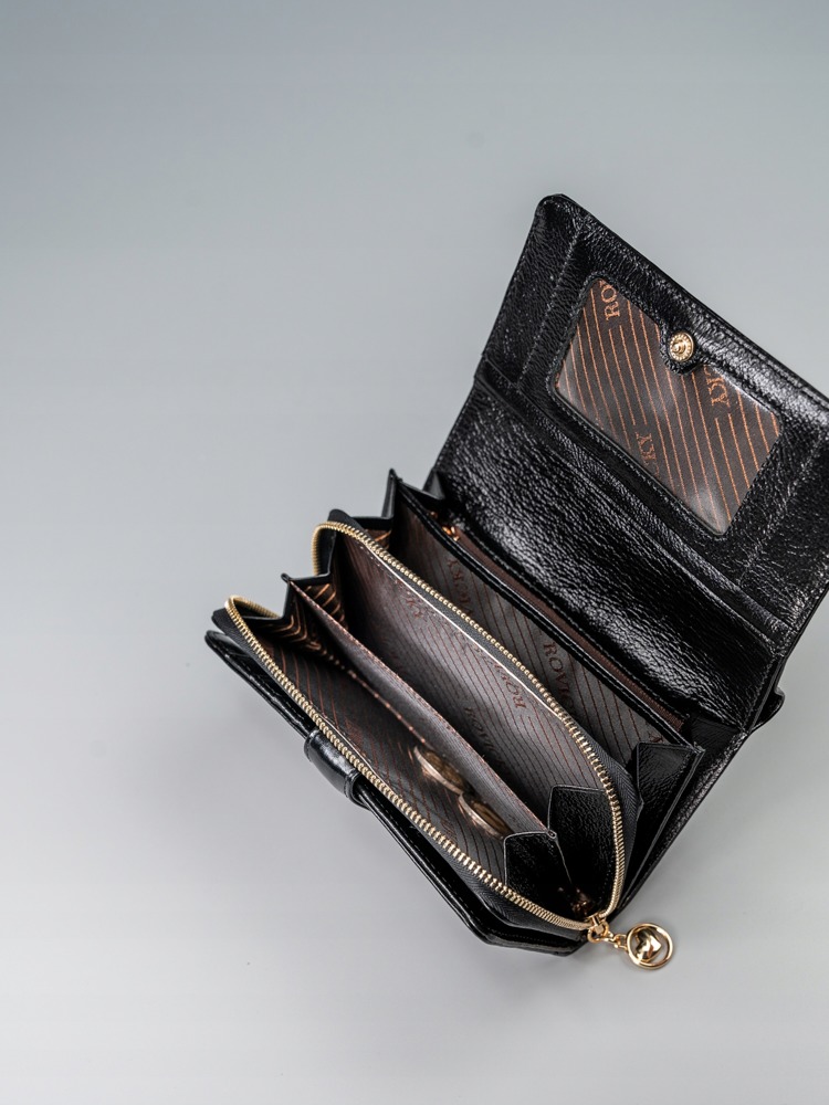 Hladká kožená peněženka Rina černá