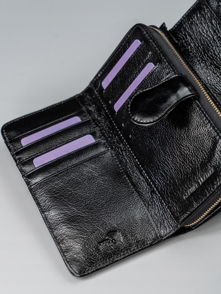 Hladká kožená peněženka Rina černá