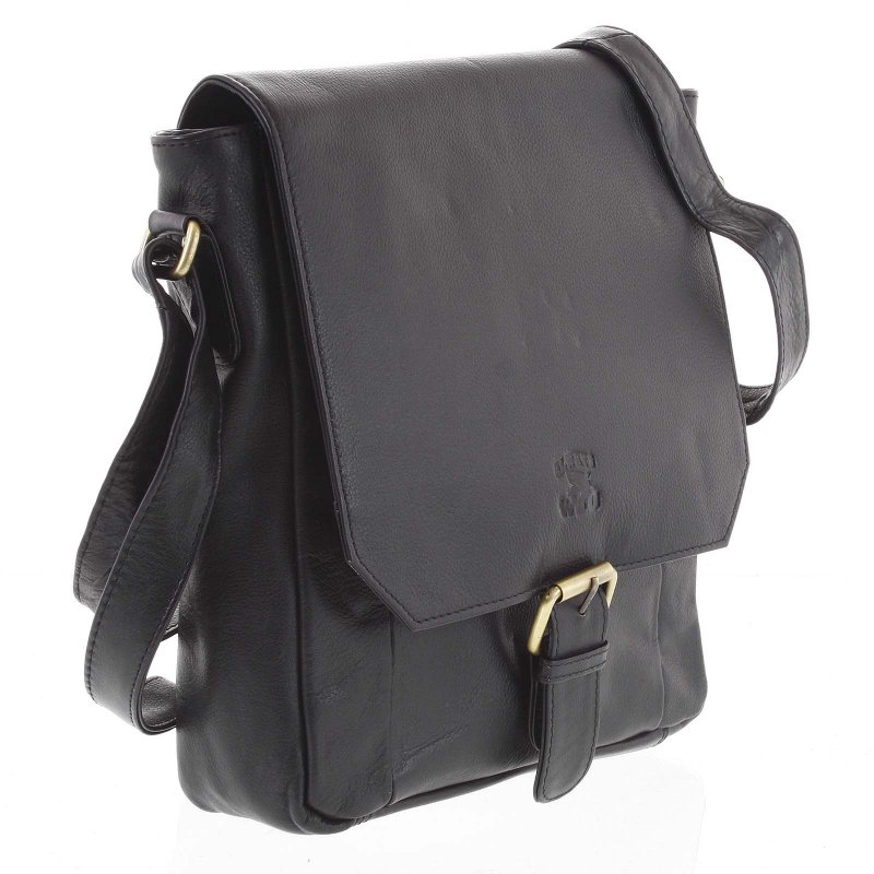 Pánská stylová kožená taška s přezkou Leandro černá
