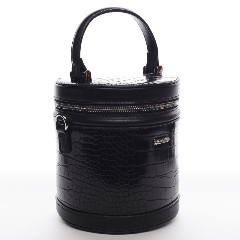 Designová menší koženková kabelka Smiley, černá