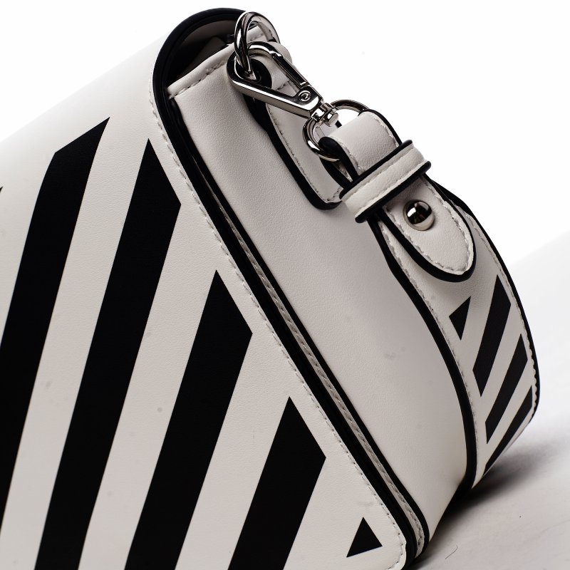 Designová dámská crossbody koženková kabelka Lucky stripes, bílá