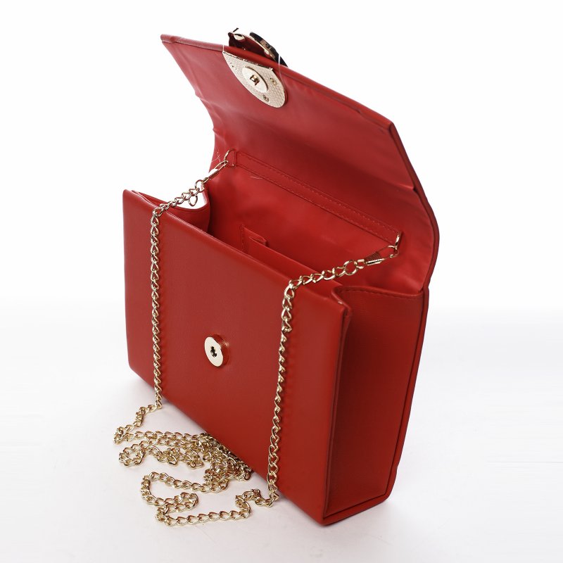 Luxusní dámská koženková společenská kabelka Luxury life, červená