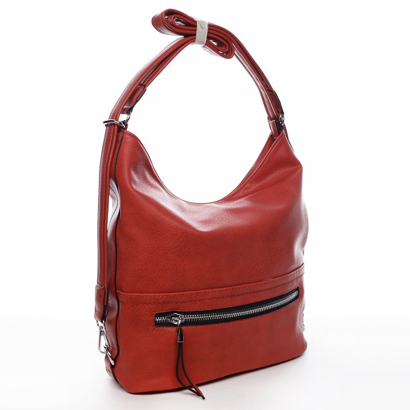 Moderní dámský koženkový kabelko batoh City joy, červený
