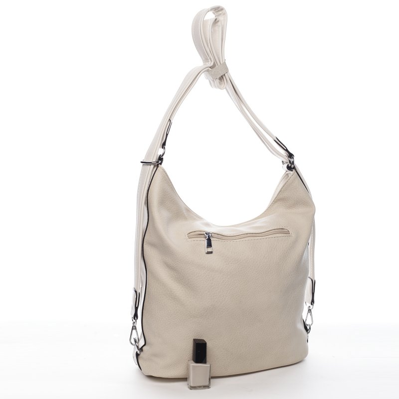 Moderní dámský koženkový kabelko batoh, béžový