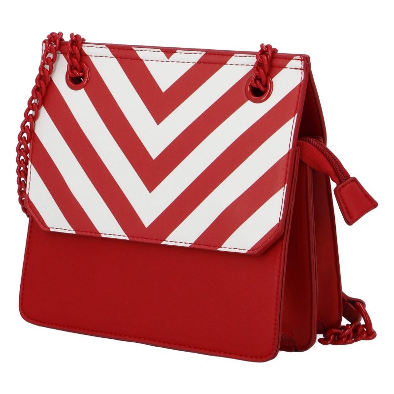 Moderní dámská koženková kabelka Happy Stripes, červená