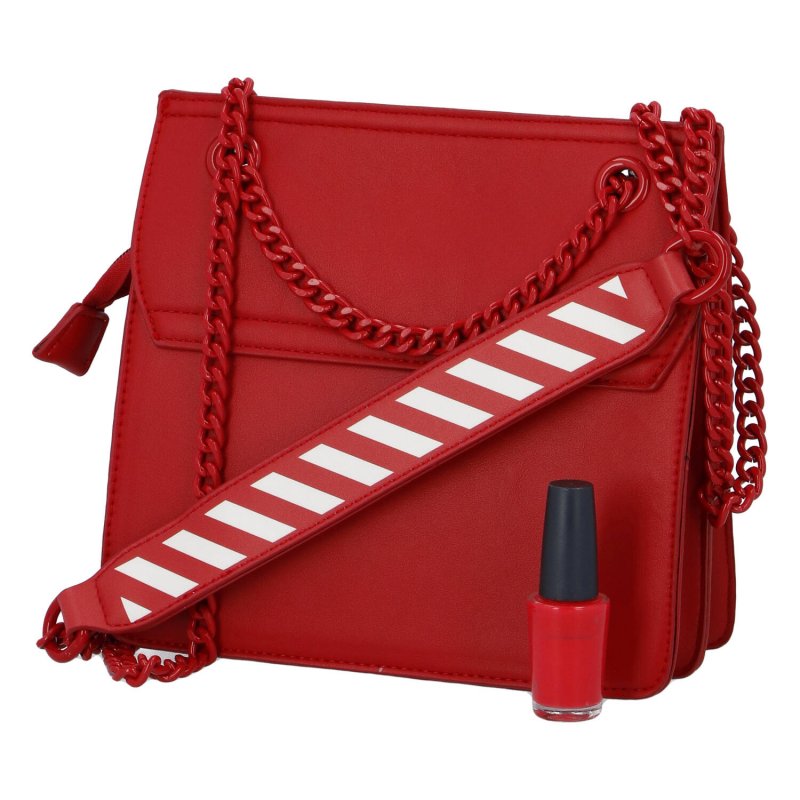 Moderní dámská koženková kabelka Happy Stripes, červená