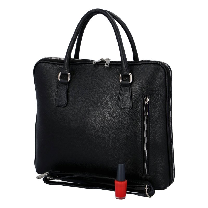 Praktická dámská kožená business taška Emily Brown, černá