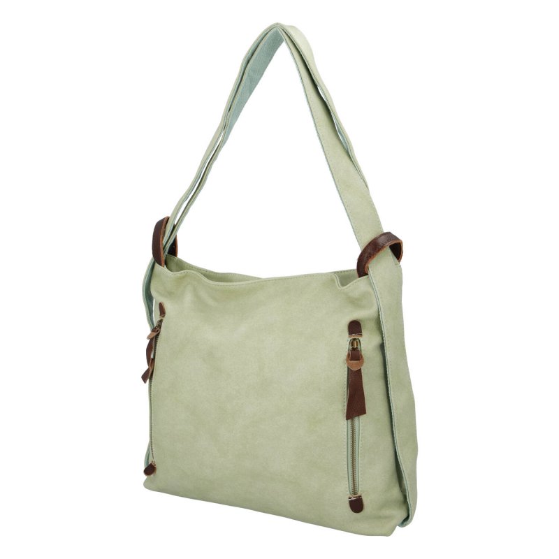 Moderní koženkový kabelko batoh Lenka Stylish, zelený