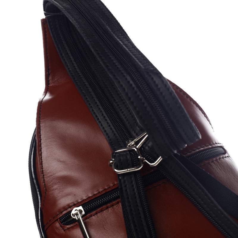 Zajímavý dámský kožený batůžek Emma červeno-černý