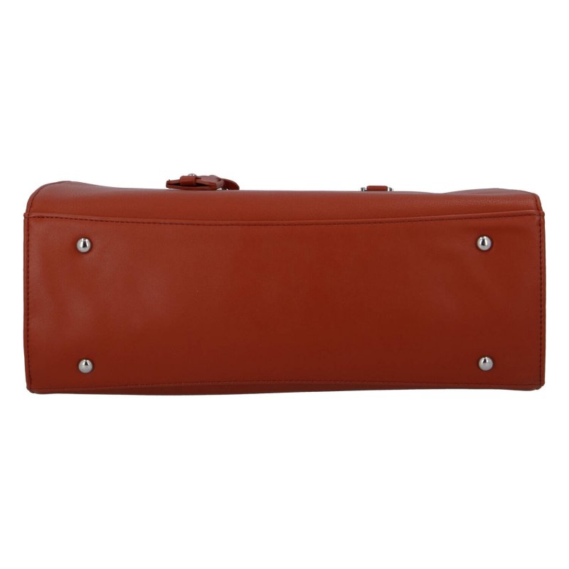 Dámská koženková kabelka kufříkového typu Sara, hnědočervená