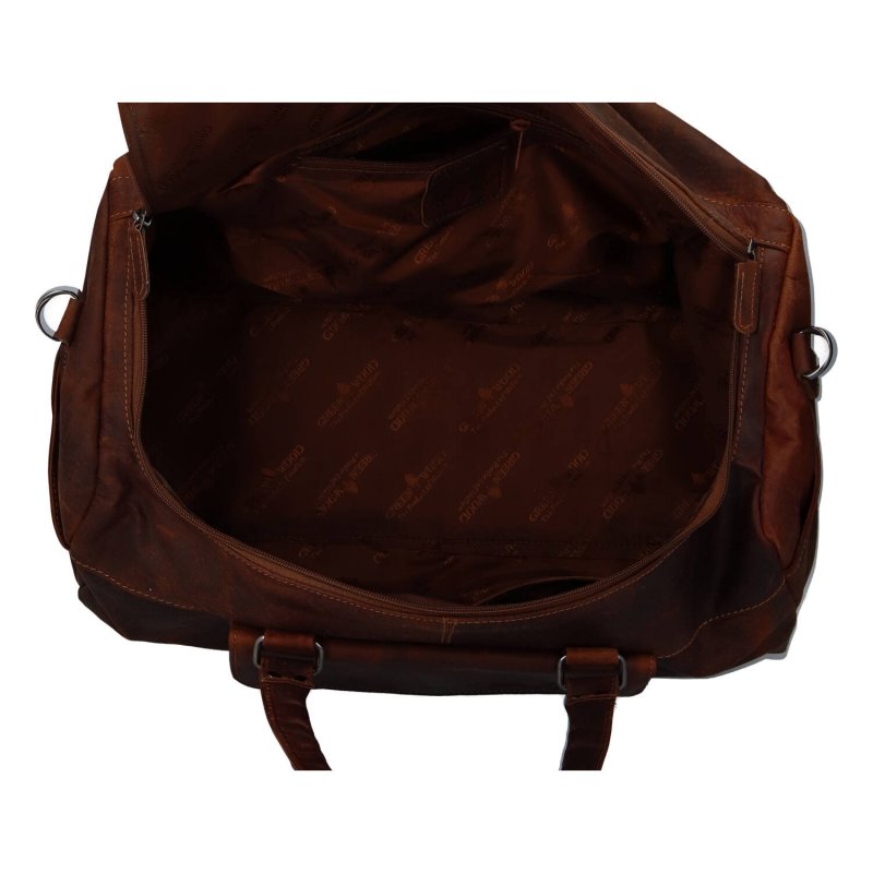 Velká kožená cestovní taška Odilon Green Wood, hnědá