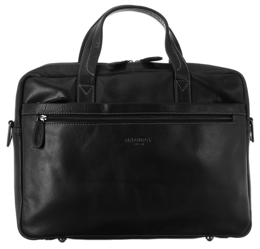 Kožená business taška na laptop Juka, černá