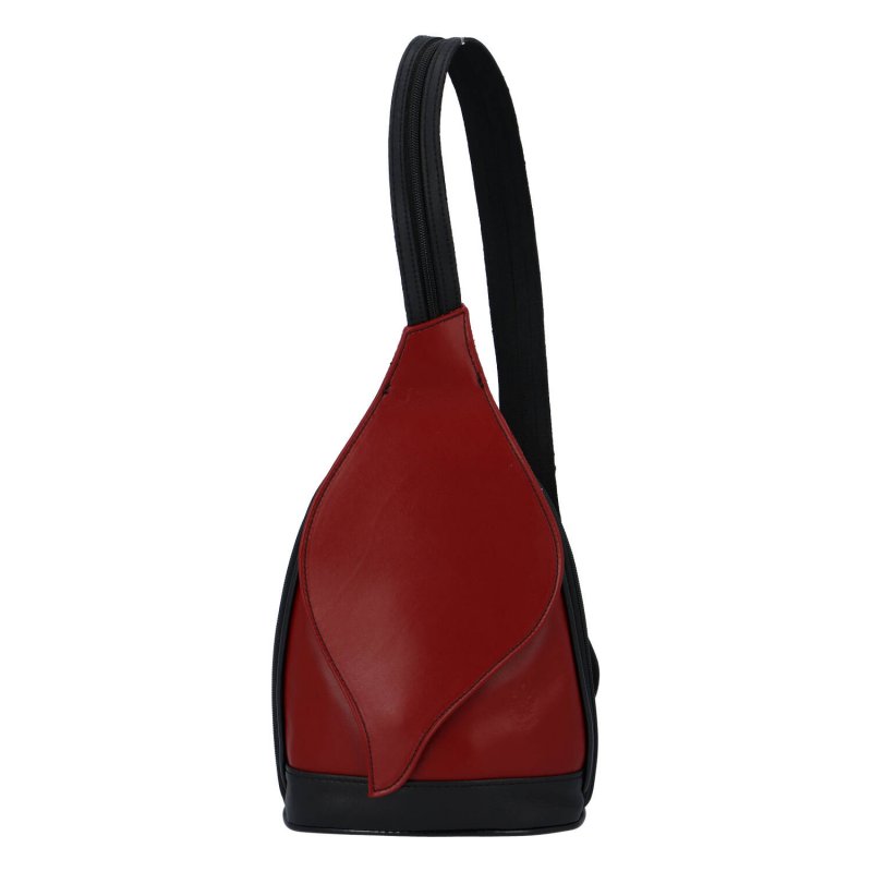 Nepřehlédnutelný dámský kožený batůžek Izabela, červená/černá