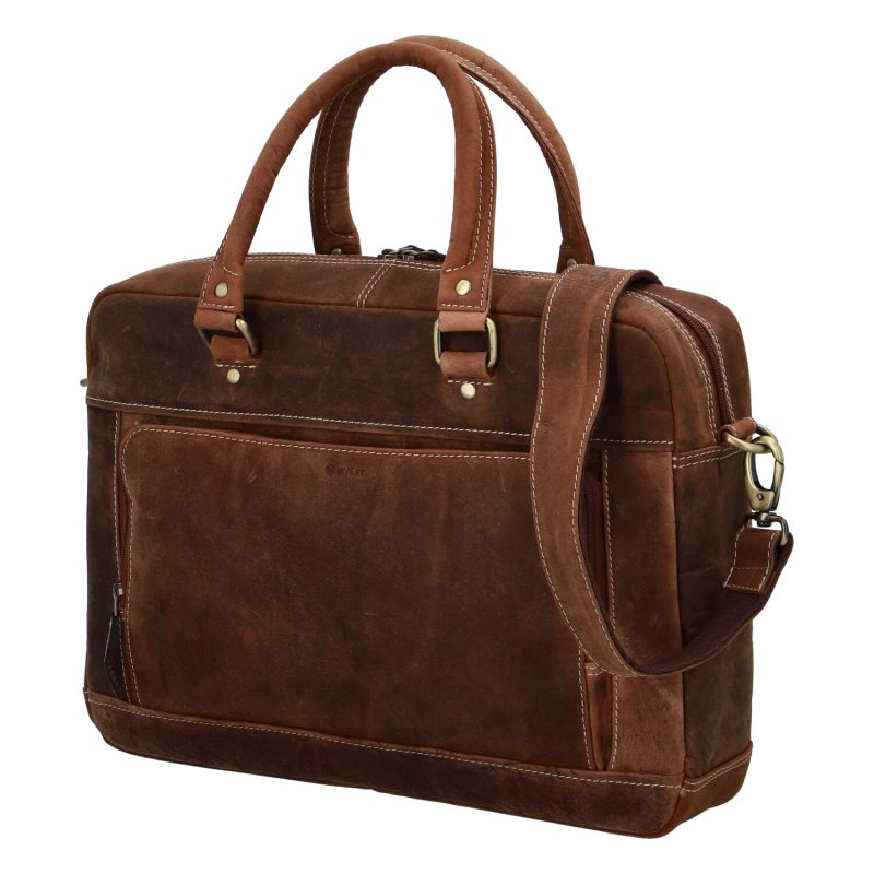 Pánská cestovní business taška kožená Diviley luxury, světle hnědá