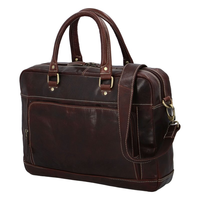 Pánská cestovní business taška kožená Diviley luxury, tmavě hnědá