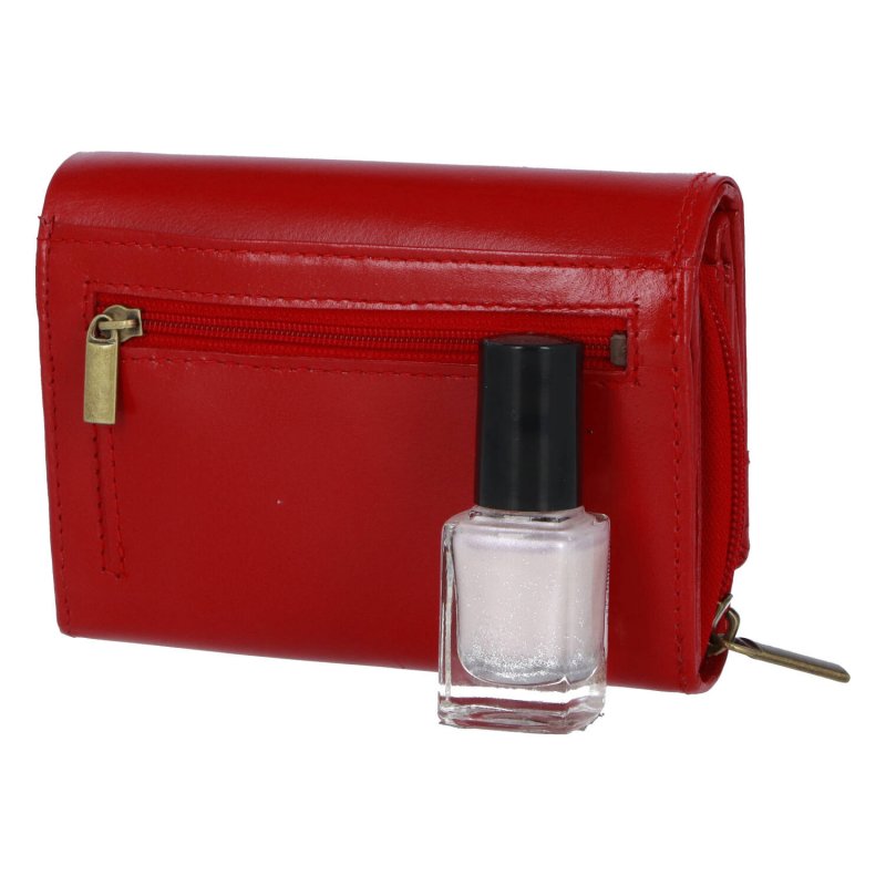 Menší praktická dámská kožená peněženka Siska, červená
