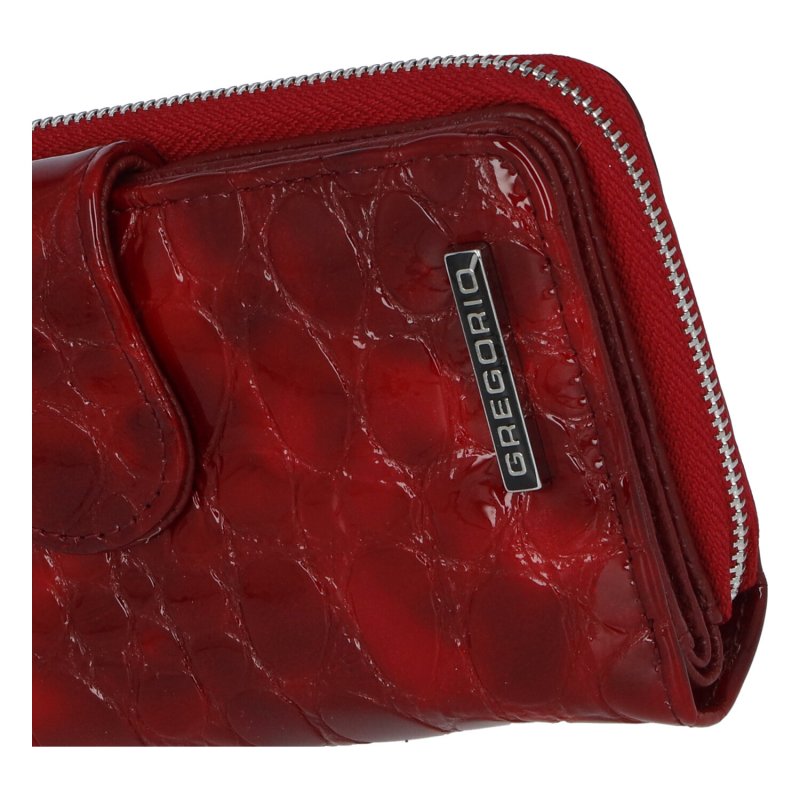Kožená peněženka s klopou a vzorem kůže Vivi, červená