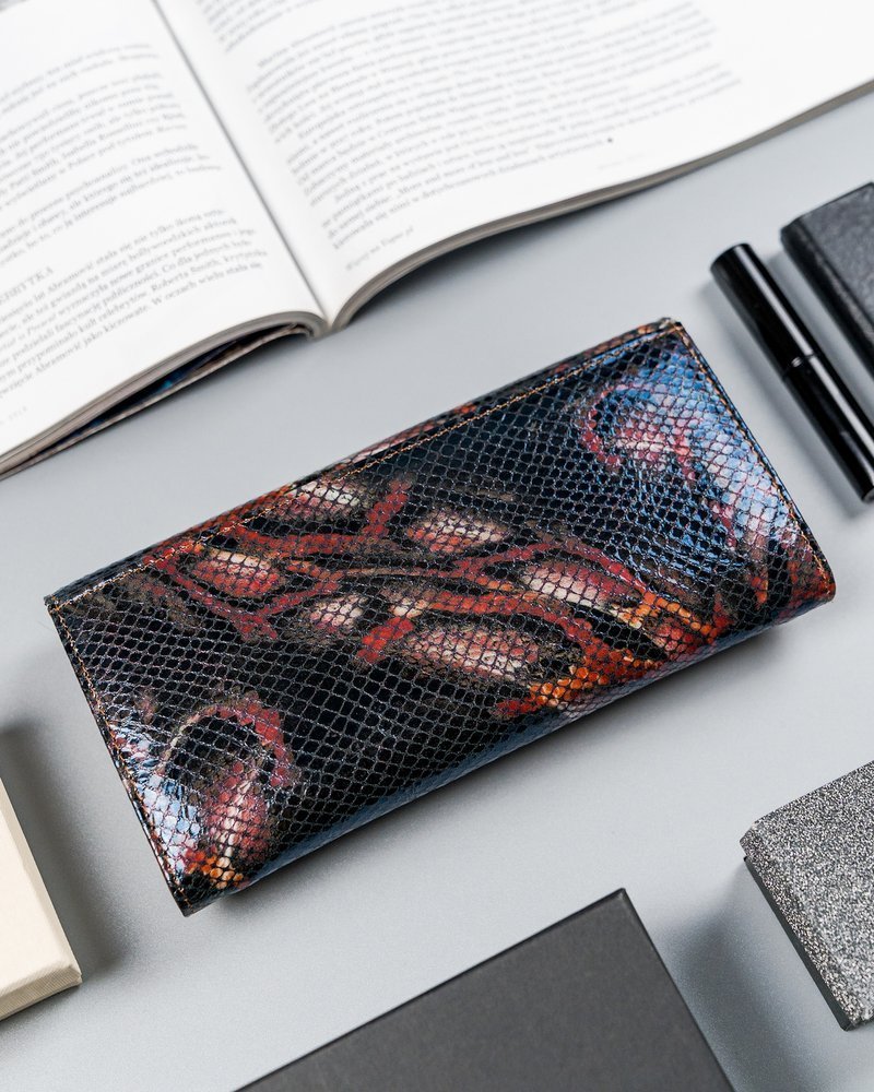 Luxusní dámská kožená peněženka Snake, červená