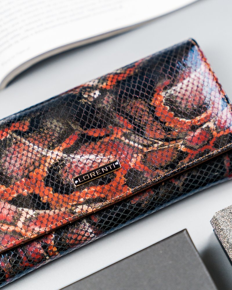 Luxusní dámská kožená peněženka Snake, červená