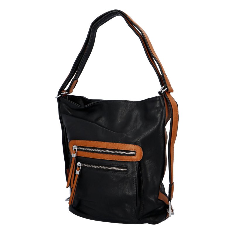 Dámská praktická koženková kabelka/batoh Frankie, černá