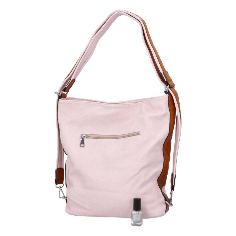 Praktická dámská koženková taška/batoh Hervé II, růžová