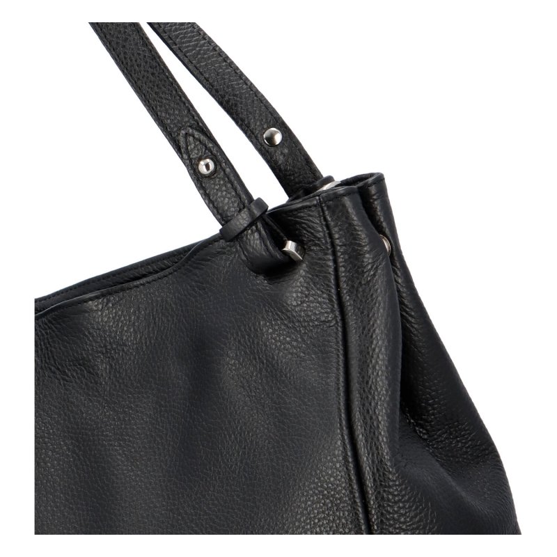 Krásná, nadčasová kožená kabelka Ines, černá