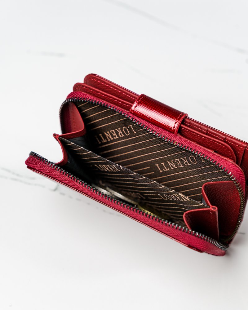Praktická dámská peněženka Lorenzo se zápinkou, červená