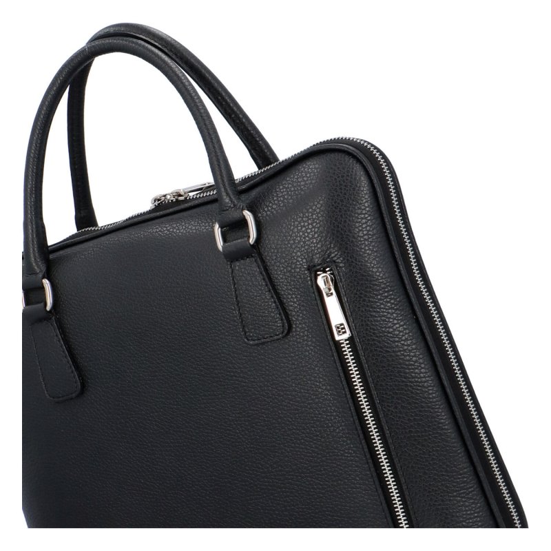Kožená business taška na laptop Kendall, černá