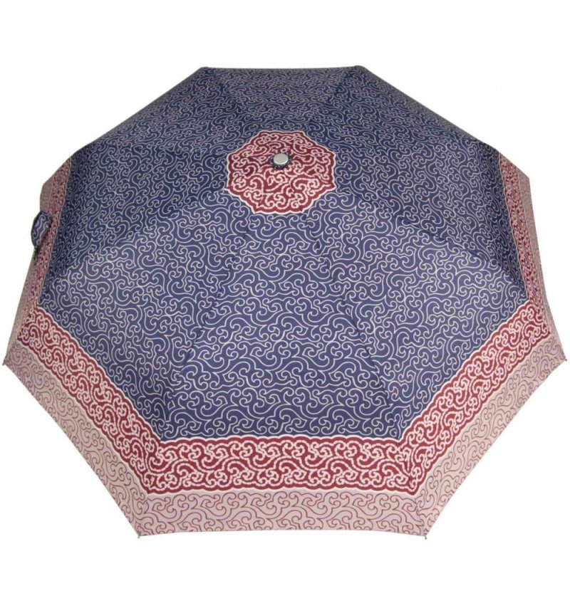 Dámský automatický deštník s potiskem, modro-červený ornament