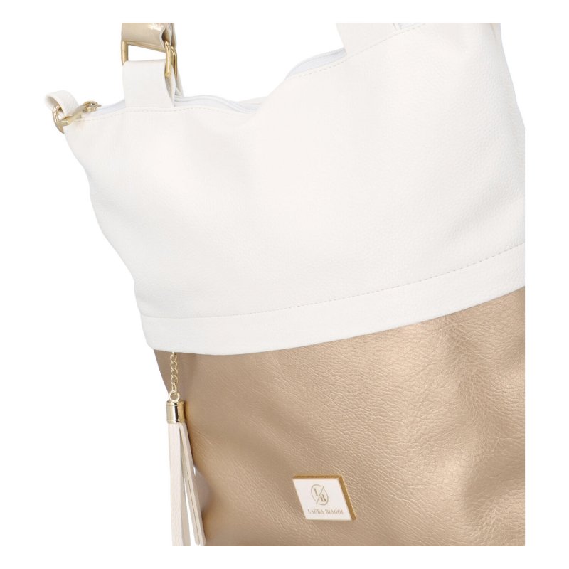 Stylová koženková kabelka Ellen bílo-zlatá