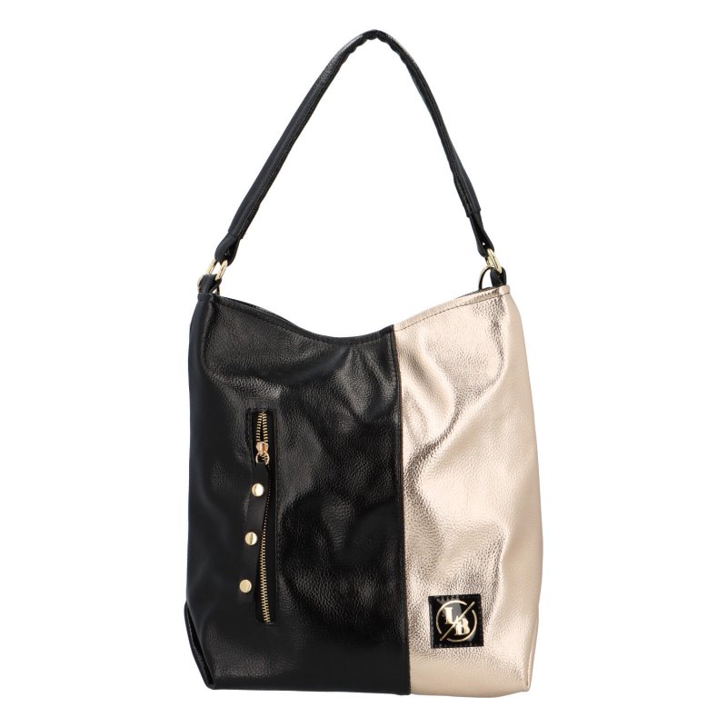 Výrazná dámská luxusní koženková taška Laura Golden Star, černá/zlatá