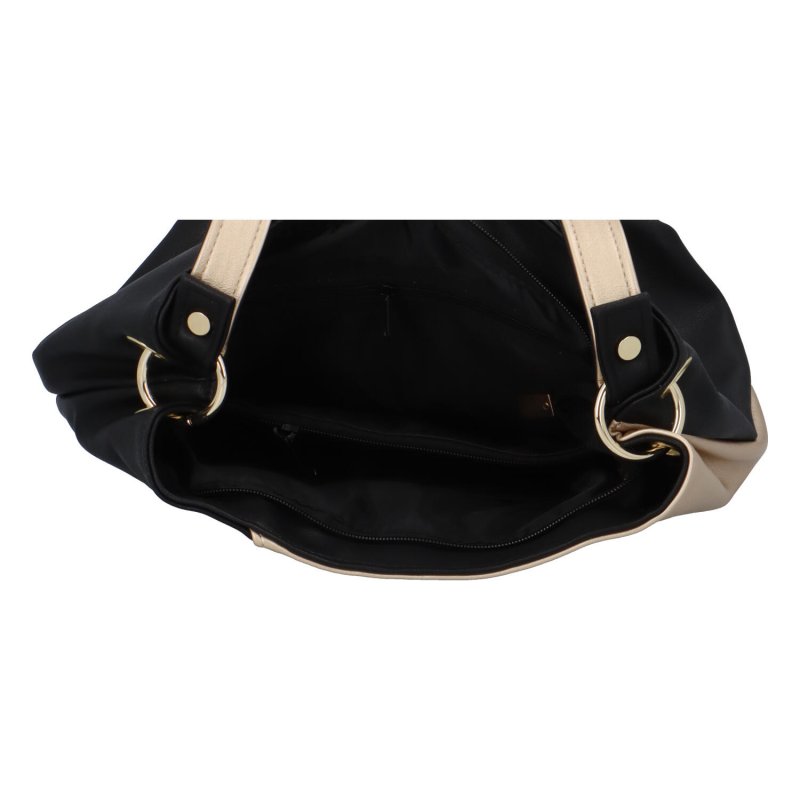 Trendy dámská koženková kabelka Amy, černo-zlatá
