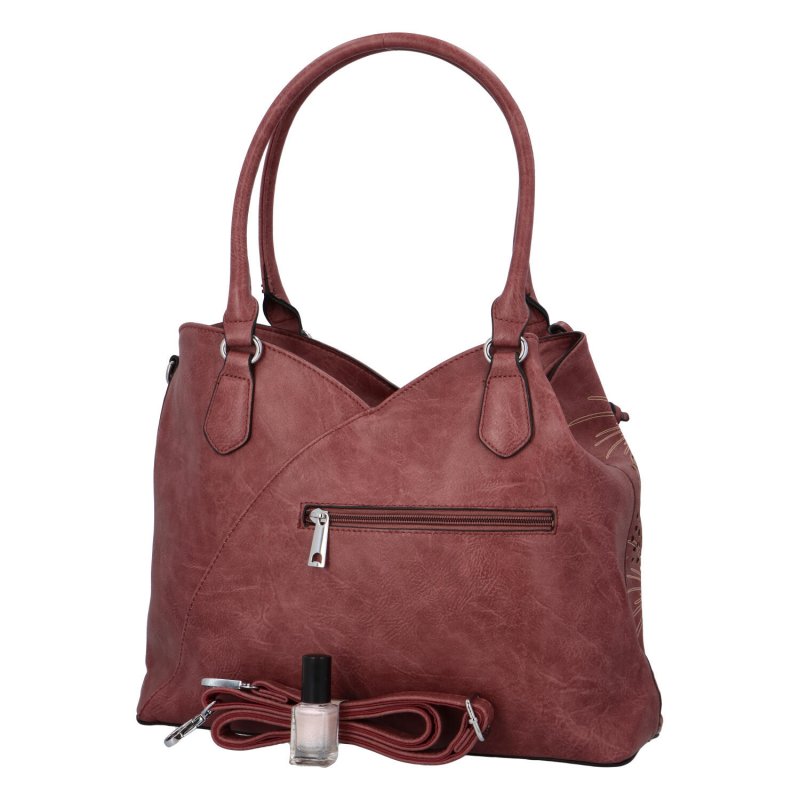 Trendová dámská koženková kabelka Laura indian, vínově červená