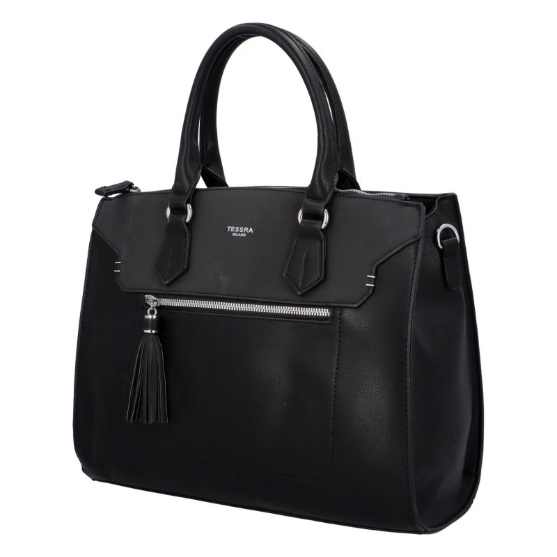 Elegantní dámská koženková kabelka Caroline modern, černá