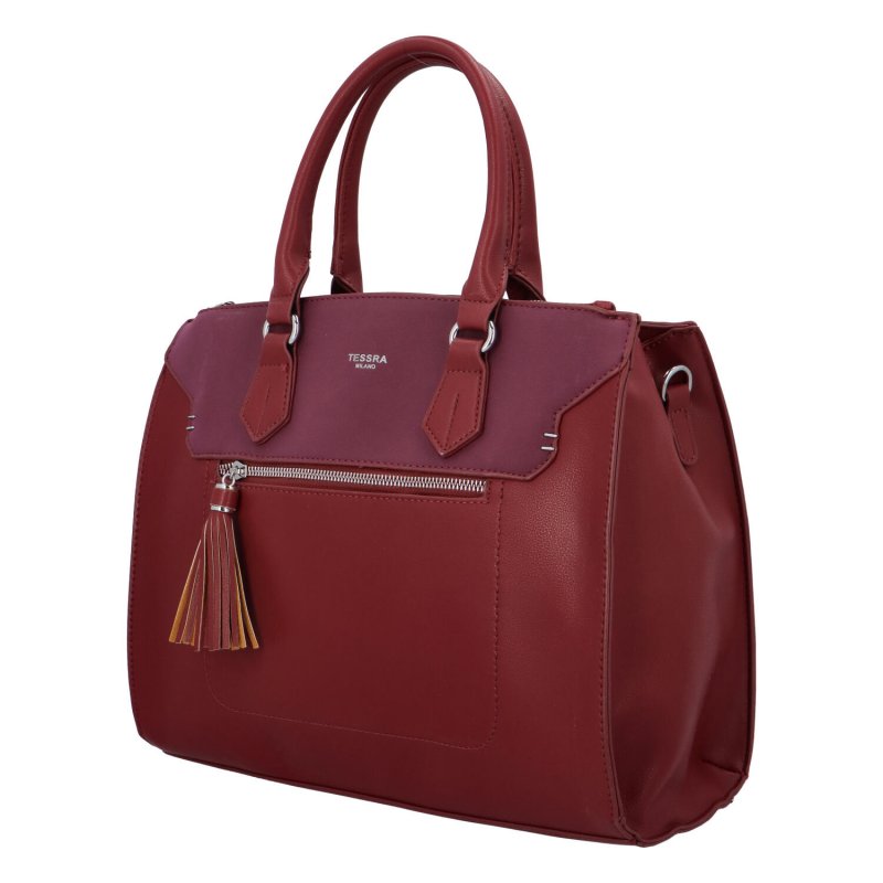 Elegantní dámská koženková kabelka Caroline modern, vínově červená