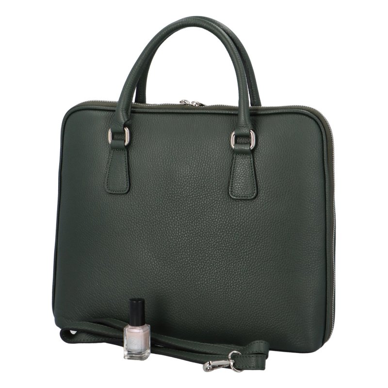 Praktická dámská kožená business taška Sandra Deas, zelená