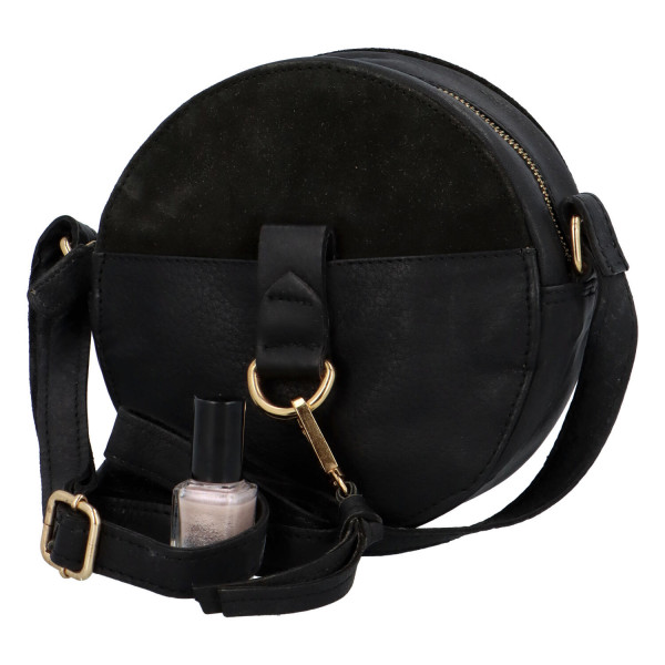 Moderní dámská kožená kabelka Lady circle, černá