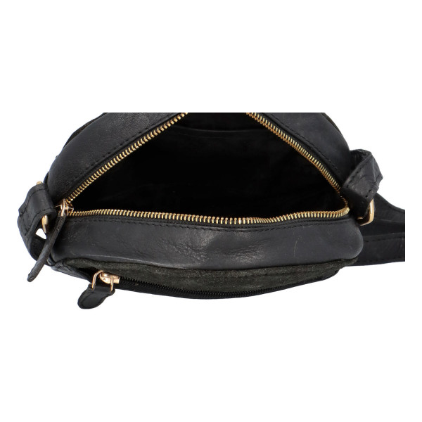 Moderní dámská kožená kabelka Lady circle, černá