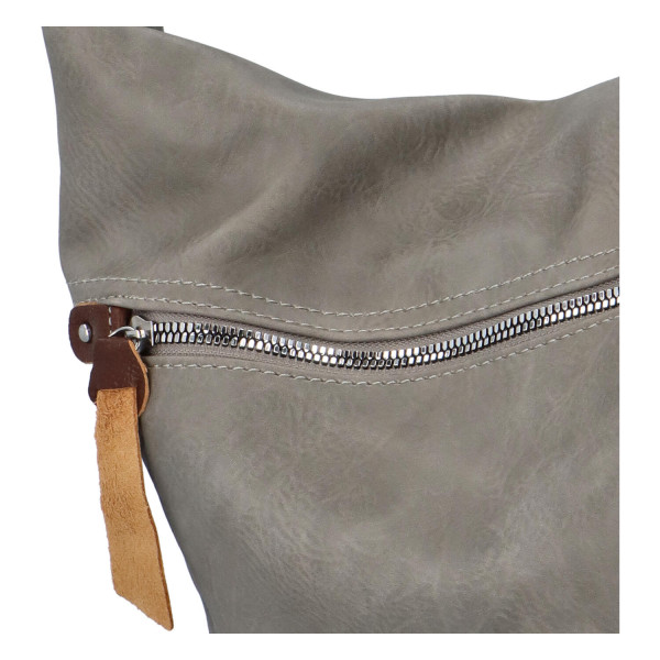 Prostorná koženková kabelka Ester, šedá
