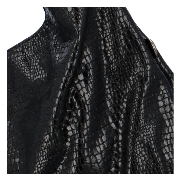 Trendy dámská kabelka Sáva s hadím vzorem, černá