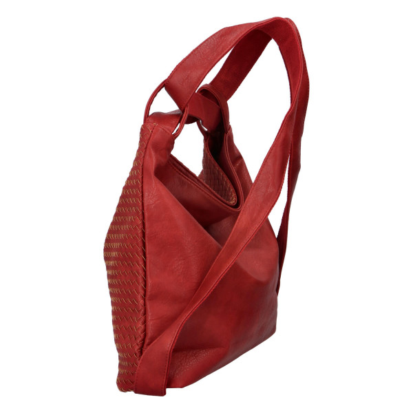 Módní proplétaný kabelko-batoh Giny, červený