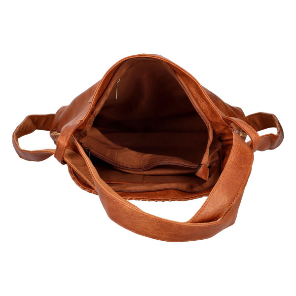 Módní proplétaný kabelko-batoh Giny, hnědý