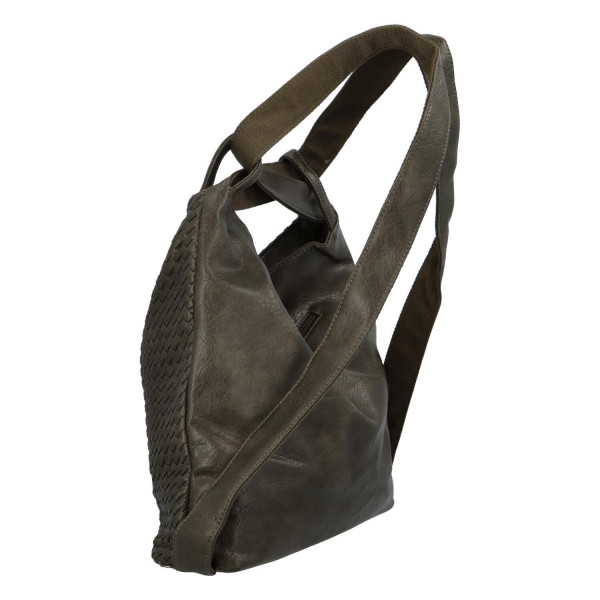 Módní proplétaný kabelko-batoh Giny, tmavě zelený