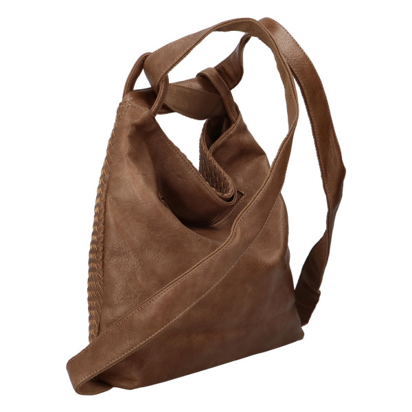 Módní proplétaný kabelko-batoh Giny, světle hnědý