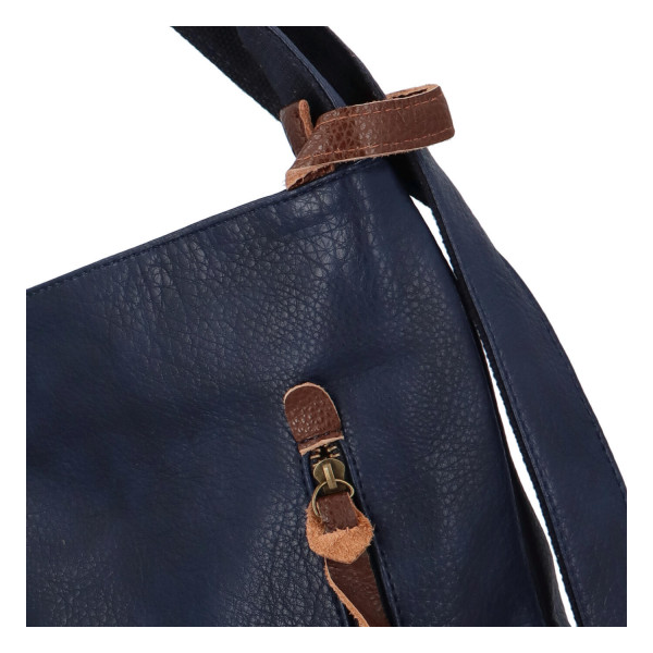 Stylový kožený kabelko batoh Tibor, tmavě modrý