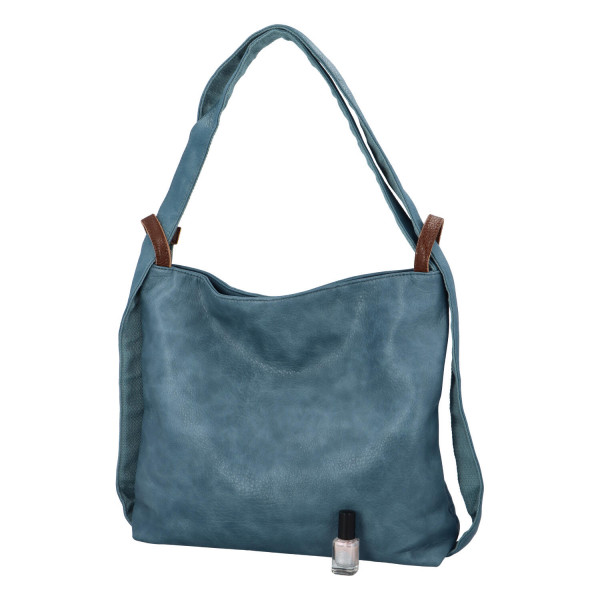 Stylový kožený kabelko batoh Tibor, světle modrý
