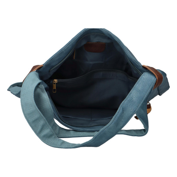 Stylový kožený kabelko batoh Tibor, světle modrý